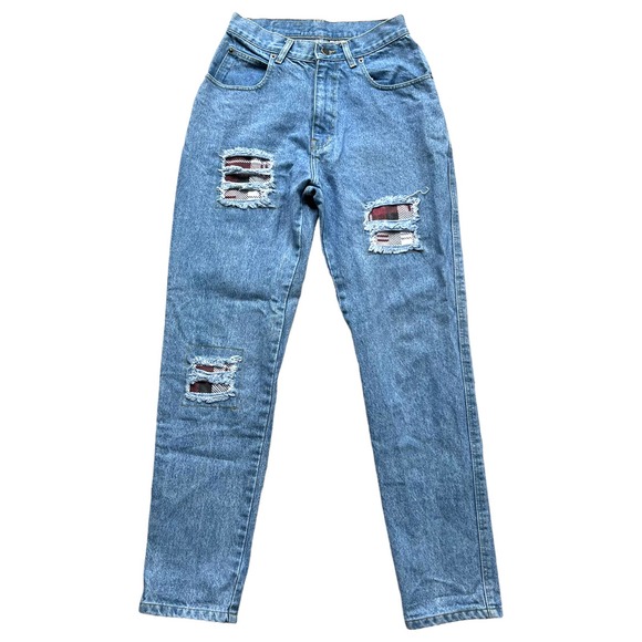Traffic Ultra High Waisted Stone Wash Jeans Size 9/10 Vintage 80's Distressed - Picture 1 of 6